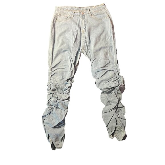 Women's Ruched Stacked High-Waist Jeans - Picture 1 of 3